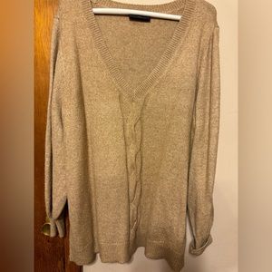 Lane Bryant Tan V-Neck Sweater